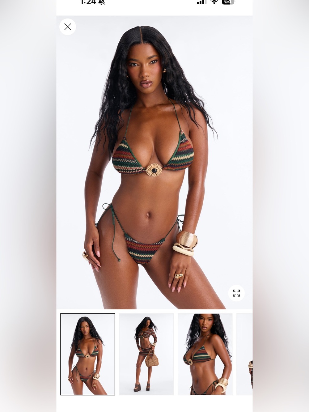 Fashion Nova Green Multicolor 4-piece set Crochet Triangle Bikini